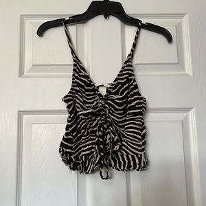 Zebra print spaghetti strap tank top